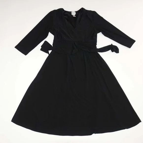 Chico's | Dresses | Chicos Womens Fit Flare Dress Size 8 Black Knee Length  Empire Waist Euc | Poshmark